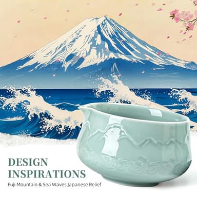 TEANAGOO 7 Pcs Matcha Whisk Set Blue, Ceramic Matcha Set, Matcha Kit for Ceremony, Matcha Tea Set for Making Breakfast/Latte, Tradition Whisk Set and Bowl with Scoop&Sifter, Gift for Friend/Family - Image 2