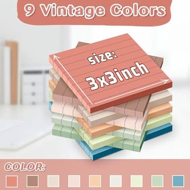 (18 Pack) Lined Sticky Notes 3x3 in Post, Vintage Colors, Sticky Pads, Strong Adhesive, Recyclable, Self-Stick Pads, Easy to Post for Home, Office, Notebook - Image 2
