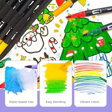 Artecho 72 Colors Markers for Adult Coloring Books No Bleeding, Dual Tip Markers for School, Fine and Brush Tip for Adults Coloring Books, Calligraphy, Drawing, Sketching - Image 4