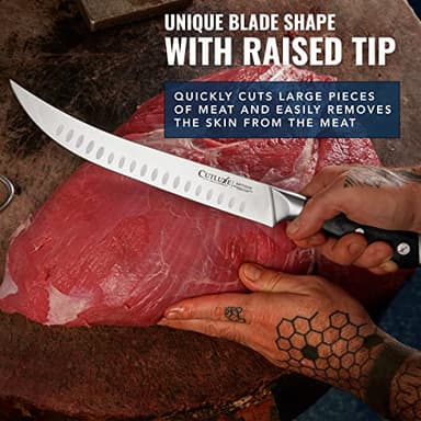 Cutluxe Butcher Knife – 10″ Cimeter Breaking Knife, Razor Sharp Forged High Carbon German Steel, Full Tang Meat Carving Knife, Ergonomic Handle Design – Artisan Series - Image 5