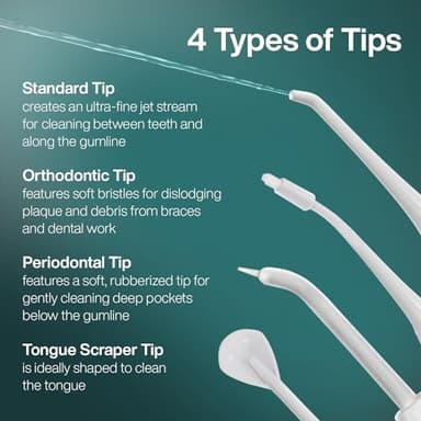 AquaSonic Water Flosser - Cordless Rechargeable Water Flossers for Teeth Cleaning - Waterproof Aqua Flosser, Portable Oral Irrigator for Dental Cleaning with 5 Jet Tips – Braces Home Travel - Image 8