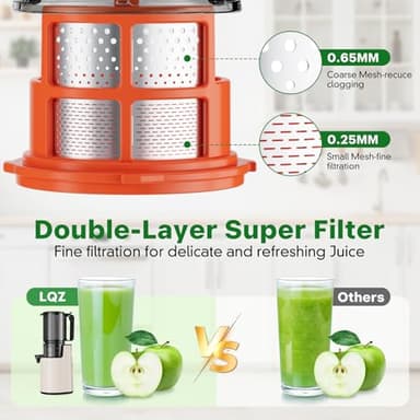 Cold Press Juicer, Juicer Machines with 5.4" Wide Feed Chute for Juice Extractor, Professional Slow Masticating Juicer for Whole Vegetables & Fruits with High Juice Yield, Easy to Clean(Pink) - Image 5