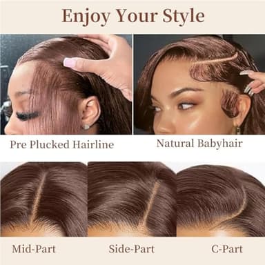Cypha 28 Inch Chocolate Brown Lace Front Wigs Human Hair Pre Plucked 13x6 Straight Lace Front Wigs Human Hair 180% Density Colored #4 Light Brown Glueless Wig HD Lace Frontal Wigs for Women - Image 4