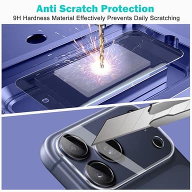 PEHAEL 3+3Pack for iPhone 17 Pro Max Privacy Screen Protector with Camera Lens Protector Full Coverage Anti-Spy Tempered Glass Film 9H Hardness Easy Installation Bubble Free [6.9 inch] - Image 6