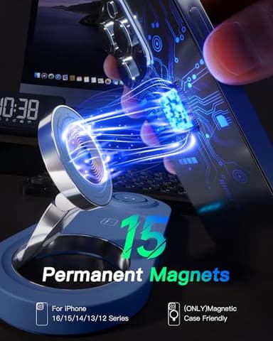 Upgraded 3 in 1 Wireless Charging Station for Apple Devices, Faster Mag-Safe Charger Stand, Magnetic Charger Station for iPhone 17/16/15/14/13/12 & AirPods Pro & Apple Watch Series (Sapphire Blue) - Image 2