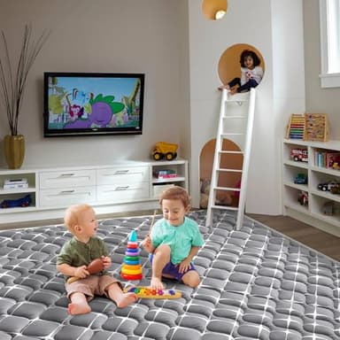 Baby Play Mat - 79" X 71",Premium Thicker Foam One-Piece Crawling Mat, Machine Washable, Extra Large Anti-Slip Activity Playmat for Babies, Toddlers & Infants - Image 5