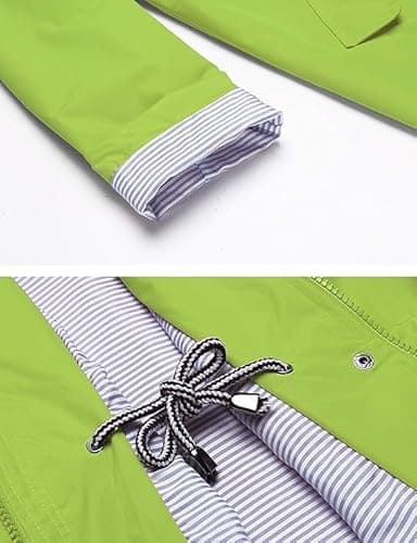 Kikibell Green Jacket Waterproof Rain Jackets Lightweight Waterproof Rain Jacket Long Raincoat for Women Windbreaker - Image 6