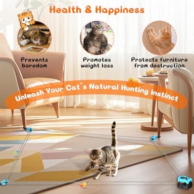 Interactive Cat Toy for Indoor - Automatic Cat Treadmill with Remote Control, 3 Speeds, Quiet Motor & Durable Design | Indoor Chase Hunting Feather Toys for Fitness, Playtime & Energy Release (Blue) - Image 5