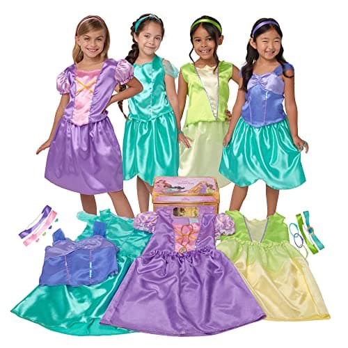 Disney Princess Dress Up Trunk – 21-Piece Deluxe Costume Set Featuring Ariel, Jasmine, Tiana & Rapunzel Outfits with Accessories & Storage Trunk – Amazon Exclusive - Image 1