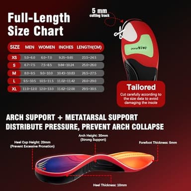 NEVVIS Plantar Fasciitis Orthotic Insole for Flat Feet, High Arch Support Inserts Women Men, 240 lb Heavy Duty Work Boot Insoles for Men, Arch Pain, Plantar Fasciitis Relief, Shock Absorb, 1 Pair - Image 5