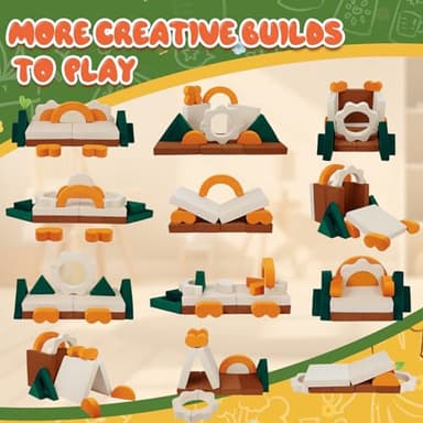 Erament 18PCS Modular Kids Play Couch - Junlge Theme Toddler Couch Building Fort, Convertible Sofa Multifunctional Kids Sofa, Toddler Baby Playroom/Bedroom Furniture for Playing, Sleeping - Image 6