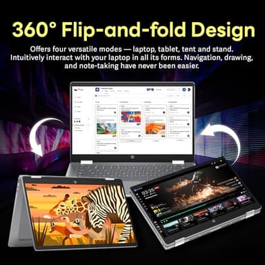 HP 14" 2-in-1 FHD Touchscreen Chromebook Plus Laptop, Intel i3-N305, 8GB LPDDR5, 416GB Storage(256GB SSD+160GB Docking Station), UHD Graphics, FHD Camera, Fast Charge, Wi-Fi 6E, Chrome OS, Silver - Image 6