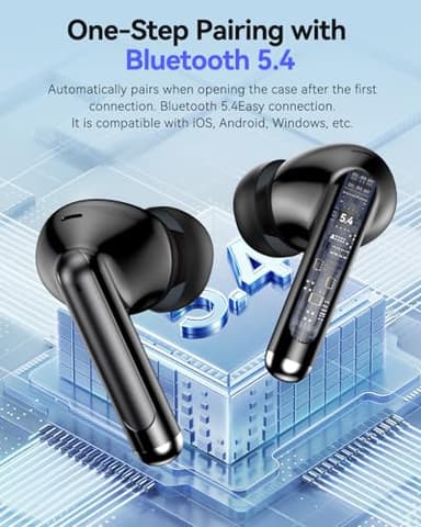 XIAOWTEK Bluetooth Headphones True Wireless Earbuds 50H Playback LED Power Display Earphones with Charging Case IPX7 Waterproof in-Ear Ear Buds with Mic for Smart Phone Computer Sports, Black - Image 7