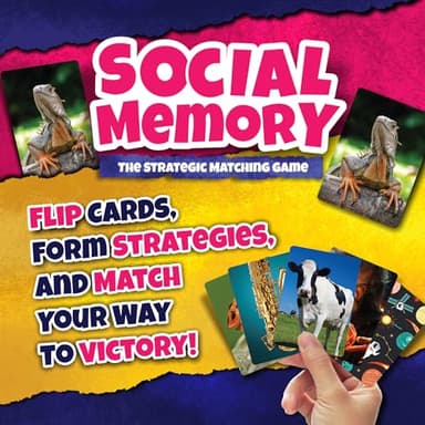 Social Memory - Strategic Twist On Classic Memory Game! Engaging Matching Cards for Families, Adults, Kids and Seniors. Perfect for Game Night, 2-5 Players, and Overall Family-Friendly Fun - Image 2