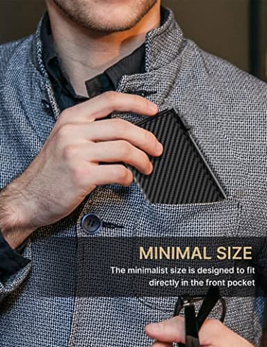 typecase Mens Wallet Card Holder: Pop Up Aluminum Case, Genuine Leather, Smart, RFID Blocking, Slim, Minimalist, Front Pocket - 9-14 Card Capacity | ID Window | Cash Slot (Carbon Fiber) - Image 6