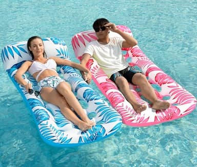 Jasonwell Inflatable Pool Float Lounge - 2 Pack Floaties Rafts for Adults Floating Lounger Sun Tanning Floats Cool Water Floaty Swimming Lake Beach Party Toys - Image 1