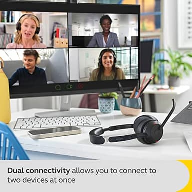 Jabra Evolve2 55 Stereo Wireless Headset - Features AirComfort Technology, Noise-Cancelling Mics & Active Noise Cancellation - MS Teams Certified, Works with Other Platforms - Black - Image 6