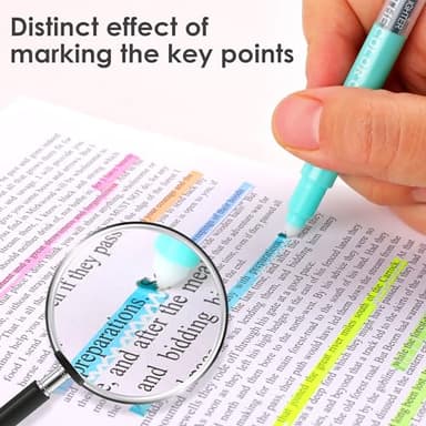 HANKU Erasable Highlighters, Dual Tip 10 Pack Highlighters Assorted Colors Erasable, Smooth Writing Book Journaling No Bleeding Highlighter Pens for Bible Journal Planner - Image 3