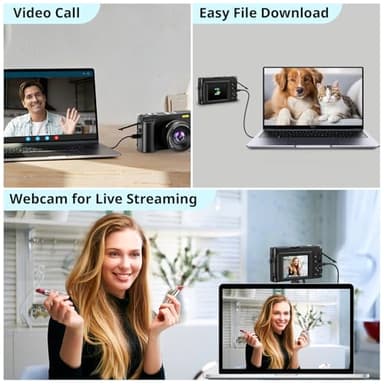 4K Digital Camera for Photography Autofocus, 2024 Latest 48MP Vlogging Camera for YouTube with SD Card, 2 Batteries, 3" 180°Flip Screen Compact Travel Camera for Teens with 16X Zoom, Anti-Shake,Black - Image 6