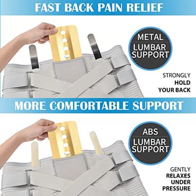 EGJoey Back Brace for Lower Back Pain Relief - Back Support Belt for Women & Men for Herniated Disc, Sciatica. Removable Stays for Lower Back Support with 2 Different Hardness Sets (Grey, Medium) - Image 4