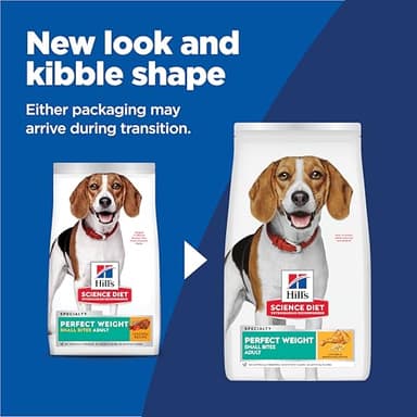 Hill's Science Diet Perfect Weight, Adult 1-6, Weight Management Support, Small Kibble, Dry Dog Food, Chicken Recipe, 12 lb Bag - Image 2