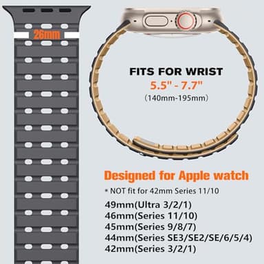 Bandletic Compatible with Apple Watch Ultra 2 Bands for Men Women, Rugged Magnetic Silicone Sport Strap for iWatch 49mm(Ultra 3/2/1),46mm(11/10),45mm(9/8/7),44mm(SE3/SE2/SE/6/5/4),42mm(3/2/1) - Image 3