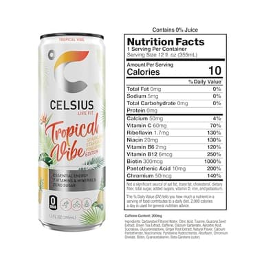 CELSIUS Sparkling Tropical Vibe, Functional Essential Energy Drink 12 Fl Oz (Pack of 12) - Image 2