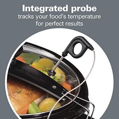 Hamilton Beach Portable 6 Quart Set & Forget Digital Programmable Slow Cooker with Lid Lock, Temperature Probe, Dishwasher Safe Crock & Lid, Black Stainless (33866) - Image 2