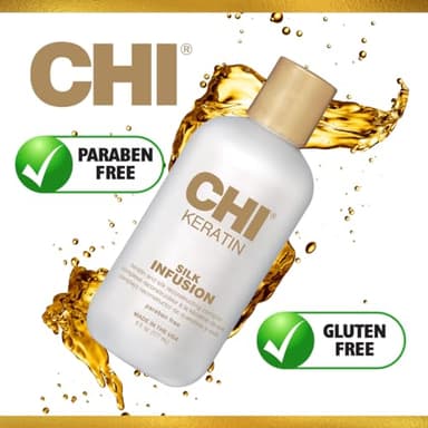 CHI Keratin Silk Infusion, Hydrating Hair Serum For Restoring Softness & Shine, Helps Dry, Damaged Hair, Sulfate-free, 6 Oz - Image 4