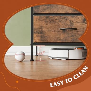 WLIVE Dresser for Bedroom with 6 Drawers, Wide Fabric Dresser TV Stand for 50 Inches TV, with Metal Frame, Wooden Top, Fabric Storage Dressers for Bedroom, Hallway, Entryway, Rustic Brown - Image 8