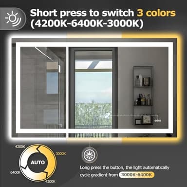Hivone 55X30 LED Bathroom Mirror with Lights, Anti-Fog, Dimmable, Backlit + Front Lit, Smart Bathroom Vanity Mirror, Memory Function, Shatterproof, Tempered Glass (Horizontal/Vertical) - Image 4
