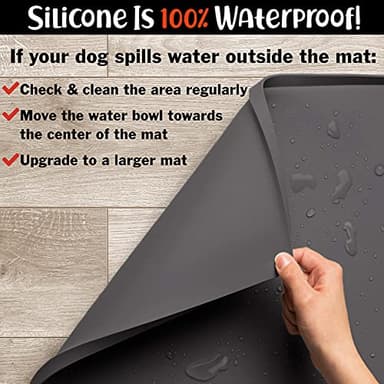DogBuddy Dog Food Mat – Waterproof Dog Bowl Mat for Food and Water, Silicone Pet Feeding Mats for Floors, Non-Slip Placemat with High Edges for Dogs Bowls, Puppy Essentials (XXL: 32"x24", Shadow) - Image 8