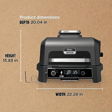 Ninja | Grill & Smoker | Outdoor Woodfire Pro XL | 4 in 1 Grill, BBQ Smoker, Air Fryer & Bake | Portable | Includes Built in Thermometer & 2 Woodfire Pellet Packs | Dark Grey | OG850 - Image 11