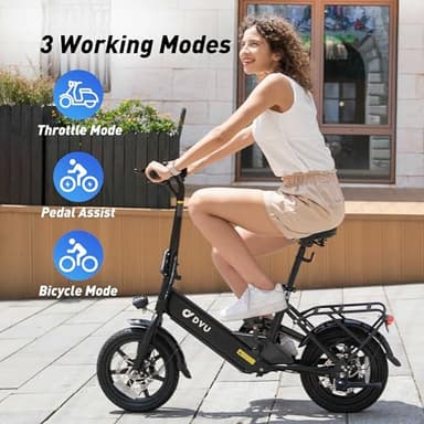 DYU Electric Bike for Adults Teens, Folding Electric Bicycle,Commuter City E-Bike with 500W Motor and 36V 7.5Ah Battery,3 Levels Assist, Dual Disc Brakes, 16" Foldable ebike with Pedals - Image 5
