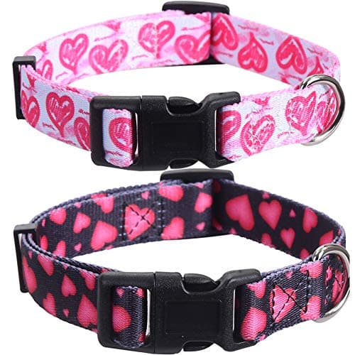 2 Pack Valentine's Day Dog Collar Adjustable Love Heart Large - Image 1