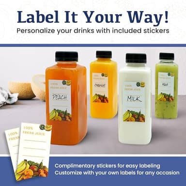 Holotap 42Pcs 16Oz Plastic Juice Bottles with Caps, Empty Plastic Bottles for Juicing,16Oz Juicing Containers with Tamper Evident Caps Ideal for Water and Other Beverages (Black, 16 OZ) - Image 6