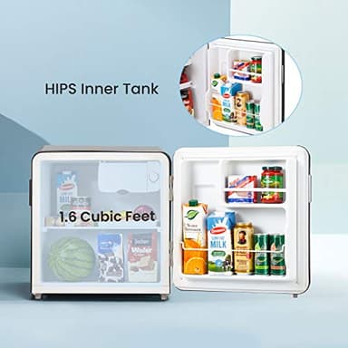 Comfee 1.6 Cubic Feet Solo Series Retro Refrigerator Sleek Appearance HIPS Interior, Energy Saving, Adjustable Legs, Temperature Thermostat Dial, Removable Shelf, Perfect for Home/Dorm/Garage [Black] - Image 4