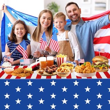 2 Pack 4th of July Tablecloth - Patriotic American Flag Table Cloth, Plastic Disposable Rectangle USA Star Stripe Table Cover for Memorial day, Fourth of July Independence Day Decorations, 54" x 108" - Image 7