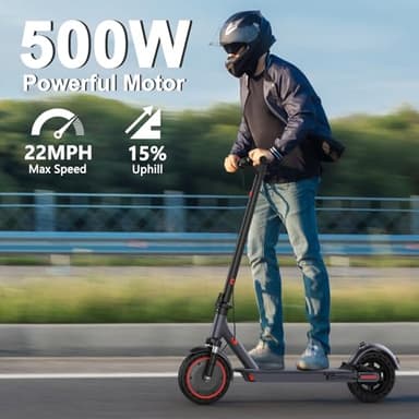 VOLPAM Electric Scooter, 350W/500W, 8.5"/10" Tires, 12/21/28 Miles Range, 16/19/22Mph, Folding E-Scooter with Dual Braking (10''-23Miles-500W-Dual Suspension) - Image 7