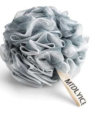 MTDLYICE Loofah Sponge, XXL Large Loofah 100g 4 Pack, Bath Sponge Soft Mesh Shower Loofah for Men, Body Scrub, Shower Pouf Bath Accessories, for Body Wash, Soap (Blue Gray) - Image 6