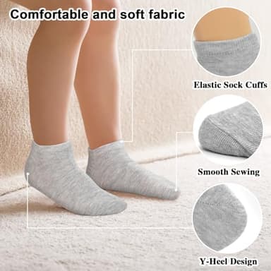 ZERULETS Kids Socks, 20 Pairs Low Cut Ankle Socks Short Athletic Socks for Boys Girls Toddler 1-13 Years（Black,White,Grey，4-7 Years） - Image 2
