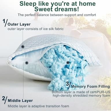 Gehannah Travel Pillow - Large 2 Pack Compressible Camping Pillow for Sleeping - Shredded Memory Foam with 2 Storage Bags - Supportive for Adults, Kids, Outdoor, Backpacking, Hiking Gear - Image 3