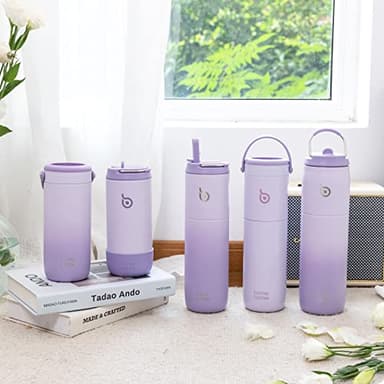 BOTTLE BOTTLE Insulated Water Bottle 24oz with Straw Lid and Handle for Sports Travel Gym Stainless Steel Water Bottles Double-Wall Vacuum Metal Leak Proof BPA-Free (purple gradient) - Image 8