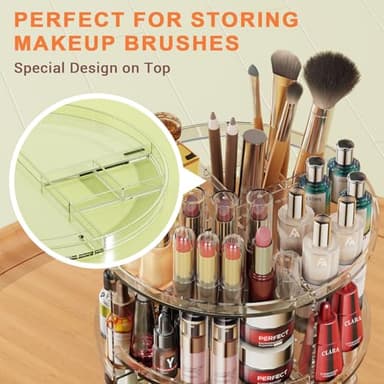 Auxmir Rotating Makeup Organizer, DIY 7 Adjustable Layers Spinning Skincare Organizer, Bathroom Organizer with Brush Holder Perfume Tray, Multi-Function Storage Carousel for Vanity Bathroom Countertop - Image 6
