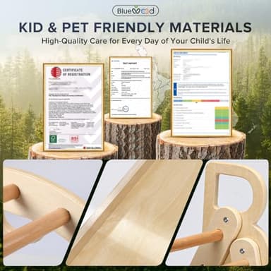 BlueWood Pikler Triangle Set, 7-in-1 Foldable Wooden Toddler Climbing Toys Indoor Playground Jungle Gym Montessori Philosophy Climber for 2-6 Years Old, Baby, Kids (Natural) - Image 5