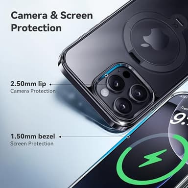 CASEKOO Titanium for iPhone 16 Pro Case with 360° Spin Magnetic Stand [Compatible with Magsafe][16FT Military Protection] Polished for iPhone 16 Pro Case with Stand Ring 6.3'', Premium Black - Image 6