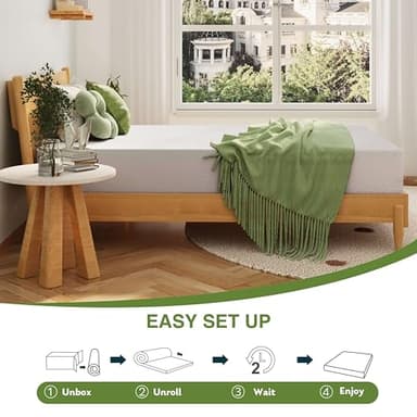 EGOHOME 6 Inch Full Size Mattress for Kids, Memory Foam Mattress with Cooling Green Tea Gel, Relieve Pressure with Medium Firm Support, CertiPUR-US Certified, 75''L x 54''W, White - Image 7