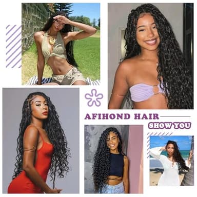 Afihond Human Braiding Hair For Boho Braids Deep Water Wave Human Bulk Hair for Braiding 12A Brazilian Virgin Human Hair Extensions for Boho Braids 3 Bundles/Pack 110g Chocolate Brown 18inch - Image 6