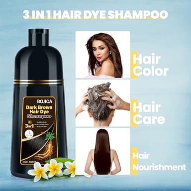 BOJICA Hair Dye Shampoo for Gray Hair Coverage, 3-in-1 Semi-Permanent Color Shampoo for Women & Men Dark Brown - Image 5
