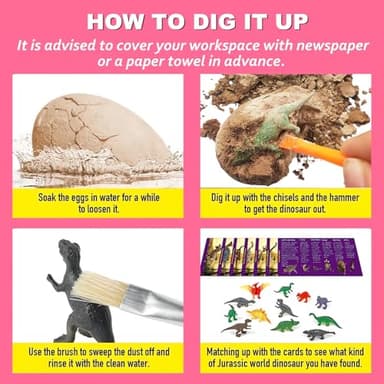 Dino Eggs Dig Kit, 12 Pack Dinosaur Eggs Excavation Science Experiments Kits for Kids 4-12, Easter Basket/Stocking Stuffers, Toys for 3+ 4 5 6 7 8 9 10 Year Old Boys Girl - Image 6